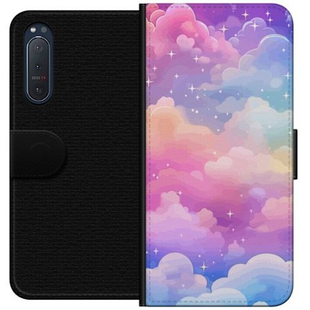 Yhteensopiva Lompakkokotelo Sony Xperia 5 II Söpö yksisarvinen, jolla on sateenkaarivärinen tukka tähtitausta vasten kawaii-tyylillä