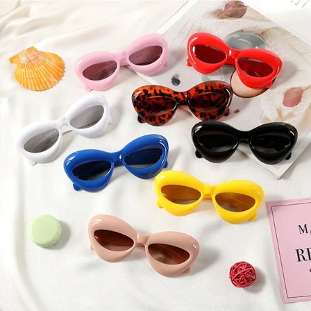 3-12 Years Cat Eye Sunglasses Lip-Shaped Sun Glasses for Girls Boys New Fashion Punk Sunglass Children Y2K Funny Trendy Eyewear
