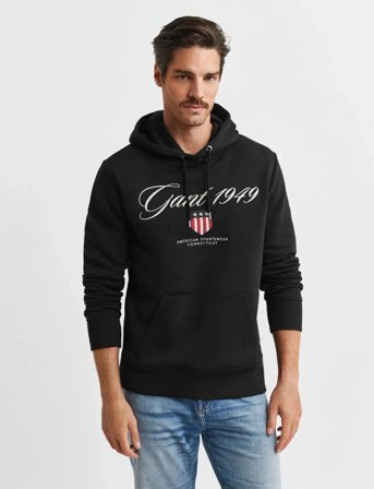 GANT Graphic Hoodie - Black - XXXL
