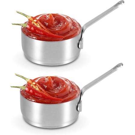 Rostfria såskoppar - Miniskålar för kryddor med handtag (2 st, 100 ml)