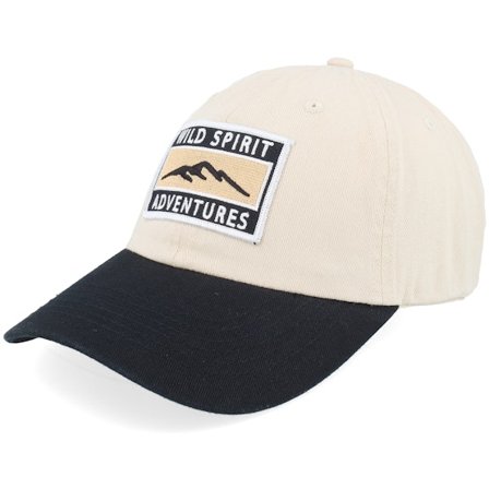 Wild Spirit - Beige unconstructed Cap - Mountain Adventures Patch Stone/Black Dad Cap @ Hatstore