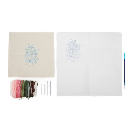 Rose broderikit - Rose mønster - Nem betjening - Inkluderer klud, tråd, nål - Broderistarterkit
