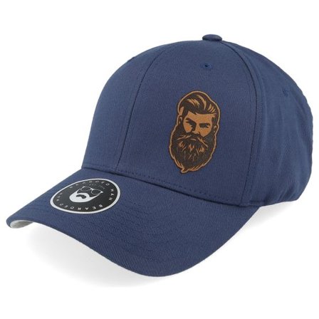 Bearded Man - Blå flexfit Keps - Tough Beard Wooly Combed Navy Flexfit @ Hatstore