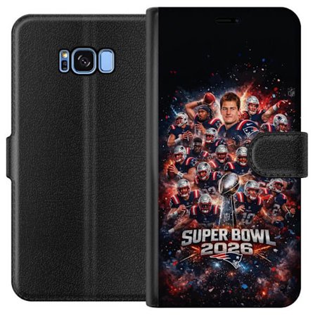 Kompatibel Tegnebogsetui til Samsung Galaxy S8 Super Bowl 2026 plakat med New England Patriots og NFL-pokal i eksplosiv sportsdesign