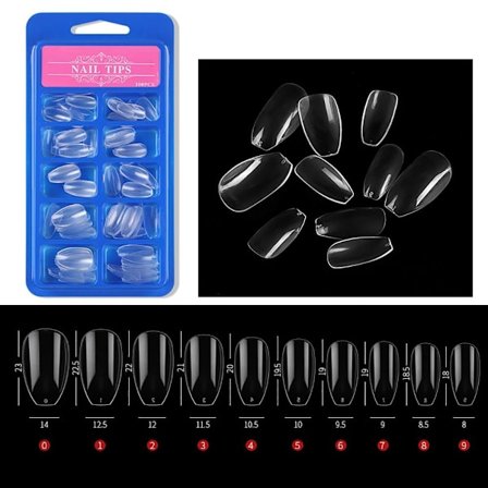 False Nails Tips Full & Halvt Dekke Fake Nails TRANSPARENT KORT