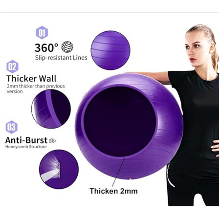 Treningsball, Pilatesball 65cm Svangerskapsballer Anti Burst Yoga