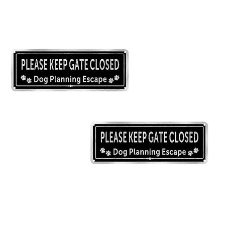2 stk. "Luk venligst lågen" skilte, hund, vandtæt og vejrbestandigt dørskilt, UV-bestandige lågeskilte