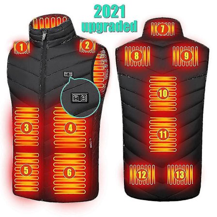 Upgraded 13 Zones Men Heated Vest Usb Charging Heating Coat Smart Heating Sleeveless Jackets