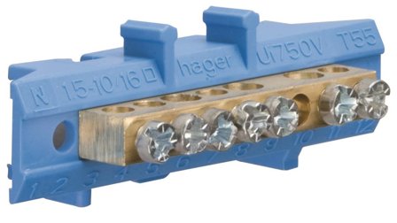 Hager KM07N Nullklemme N-tilkobling 7 tilkoblinger, Elfordeling & strømforsyning