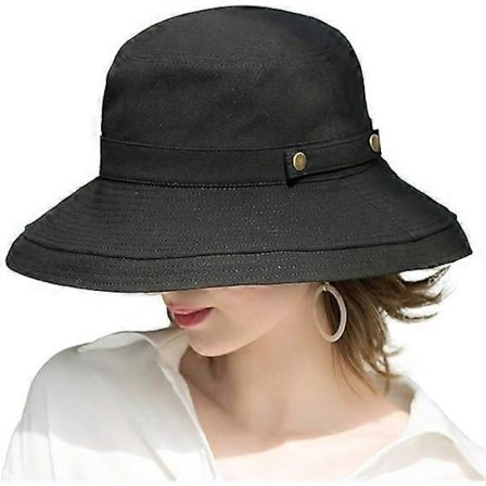 Solhat til kvinder, bredskygget strandhat i bomuld" [DB]