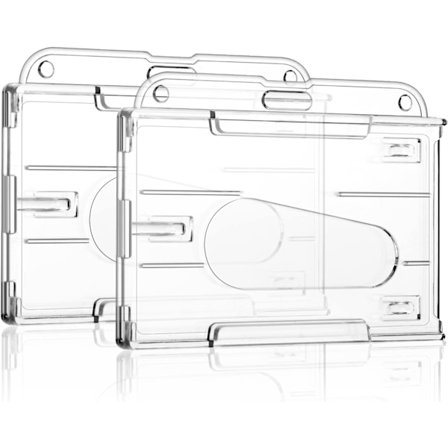 Horisontell korthållare, 2 st ID-kreditkort i hårdplast, transparenta märkeshållare ID-kort märkeshållare för kontors-, skol-ID- och kreditkort