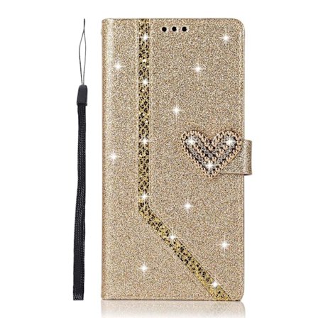 Fodral för iPhone 16PRO MAX guld Love Hijab Glitter Plånbok med Korthållare