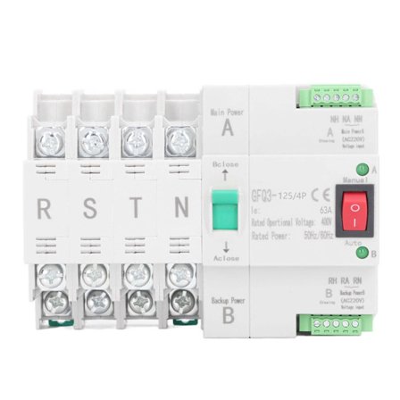 Dobbel Strøm Automatisk Overføringsbryter DIN-Skinne Montert 4-Polet Generatorbryter AC400V 63A