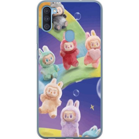 Kompatibelt Mobilskal till Samsung Samsung Galaxy A11 La.bubu regnbåge affisch la.bubu figur kaninkostym leksaker söta pastell färgglad anime stil