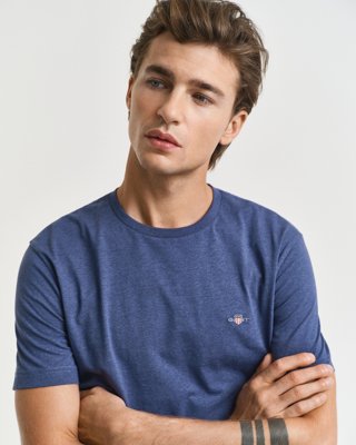 GANT - Klassisk t-skjorte i regular-fit til herre dk jeansblue melange