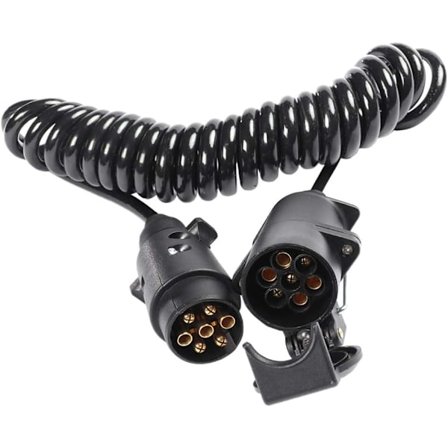 Pin Tilhengerkontakt og Plugg med 2m Forlengelseskabel Kontakt for Tilhengerfeste Campingvogn Bil Tilbehør 7 Veis Type N