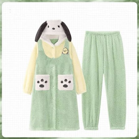 Pacha hunde efterår og vinter koral fløjl natkjole, fortykket fløjl badekåbe, monster universitets hjemmetøj, vinter