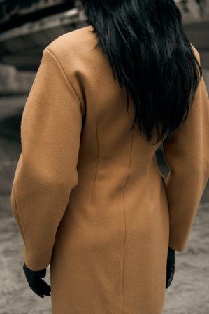 Amy Lefévre x NA-KD Big Shoulder Wool Blend Coat - Winterjacken - Braun - EU 34