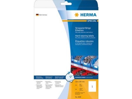 Herma Special - Matt - permanent selv-adhesiv - hvit - A4 (210 x 297 mm) 25 etikett(er) filmetiketter