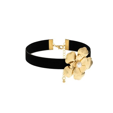 Rose Flower Choker Halsband Svart sammet Halsband Nyckelbenskedja