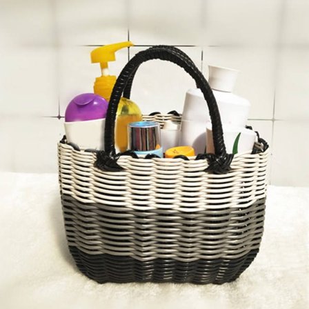 Handgjord Korg med Handtag - Camping, Picknick, Vin, Blomma, Shopping, Förvaring, Kök, Inredning - Svart och Vit M