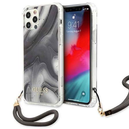 Marble Skal Med Rem - Apple Iphone 12/12 Pro - Grå Grå