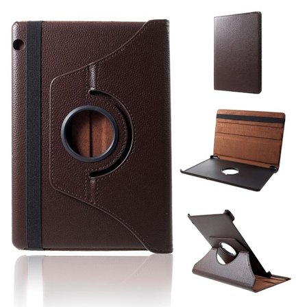 Huawei MediaPad T5 litchi læder flip etui - Brun