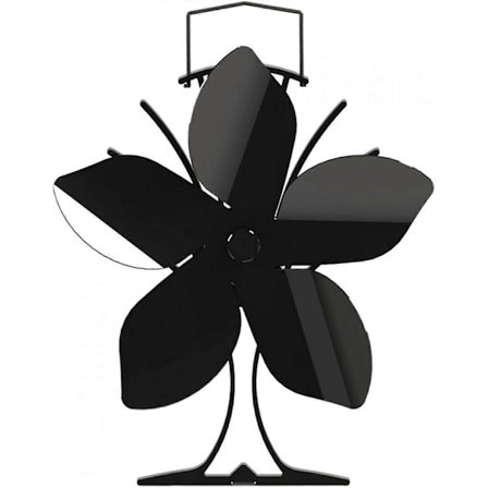 Vinterblæser til brændeovn, 5-bladets pilleovn, effektiv varme-drevet, brændeovnstilbehør, værkstedsovn, pilleovn (sort)