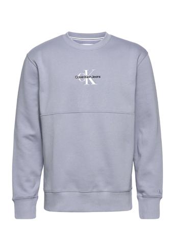 Monologo Crew Neck Sweat-shirt Genser Grå Calvin Klein Jeans