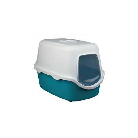 Vico kattsandsfack, med huva, 40 × 40 × 56 cm, turkos/vit