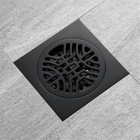 (Farge: Nero) Firkantet dusjgulvsluk, 304 rustfritt stål baderomsdusjgulvsluk hårsil med T-type deodorantkjerne, børstet