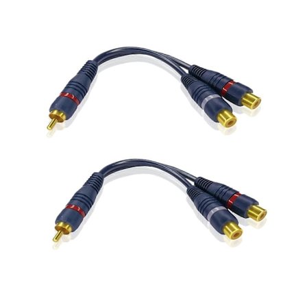 RCA Splitterkabel 2-pack - Hane till Dubbel Hona Ljudkabel (15cm)