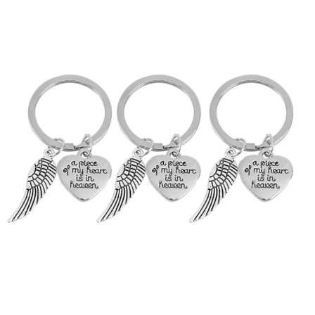 3 stk. 'Et stykke af mit hjerte er i himlen' nøglering Delikat nøglering Ornament Kreativ engelsk bogstav nøglering