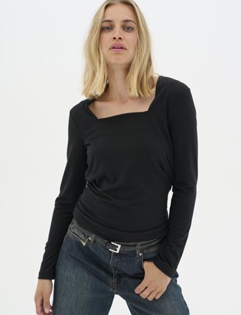 My Essential Wardrobe Viggamw Square Neck Blouse - Black - XXL