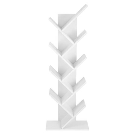 V-formet bogreol med 8 hylder - Hvid