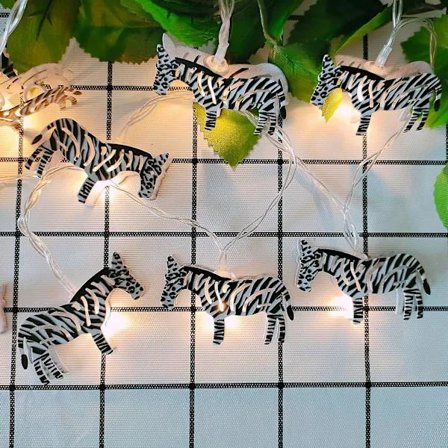 /EA/GHYT Barnrumslampor LED-ljusslinga med söta djur Zebra för barn, dekorativa lampor för semesterväggfönsterträd (10m/20LED, Zebra)