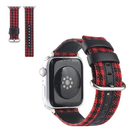 Apple Watch Series 6 / 5 44mm plaid nylon watch band - Black / Red