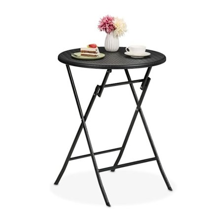 Runt trädgårdsbord i rottinglook