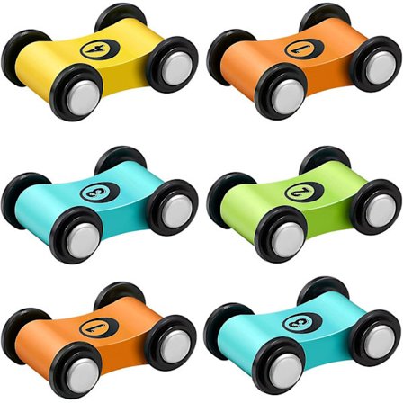 6 Stykker Mini Biler i Tre Bilrampe Leker i Tre For 1 - 2 - 3 År Gamle, Bilrampe Racing Leker i Tre Erstatningskjøretøy Sett Racing Partygaver