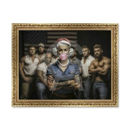 Dekorativt træramme med tryk i PVC lakeret "Rosie" - Guld - 90 x 120 - Granger-kollektion