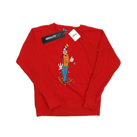 Disney Dam/Kvinnor Goofy Julbelysning Sweatshirt XL Röd