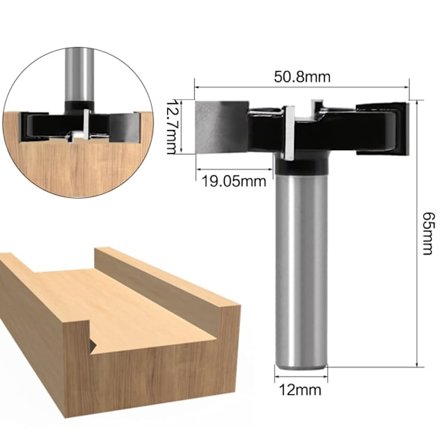 4-siipinen T-urajyrsimen terä, 2 tuuman leikkuuhalkasija, 12 mm:n varren höyläysjyrsin