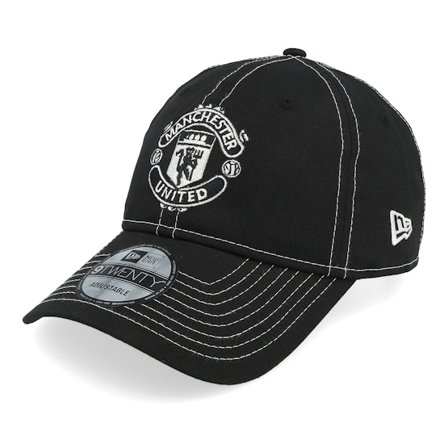 New Era - Football Black unconstructed Czapka Z Daszkiem - Manchester United Contrast Stitch 9TWENTY Black Dad Cap @ Hatstore