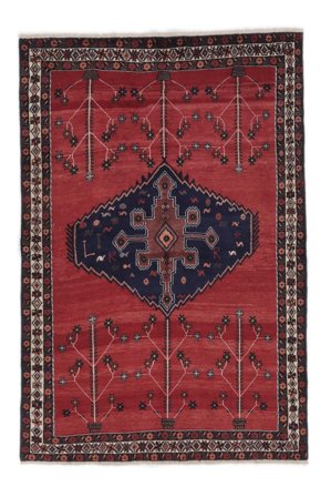 Tecido À Mão Afshar Tapete 151X220 Persa Lã Vermelho Escuro/Preto Pequeno