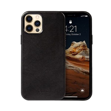 Läderhölster - Crong - Essential Cover - iPhone 12 Pro Max - Svart - Semihärdig - Unisex
