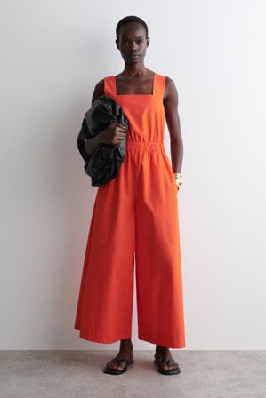 COS Femme Combinaison Froncée Dos Ajouré Dress in Orange