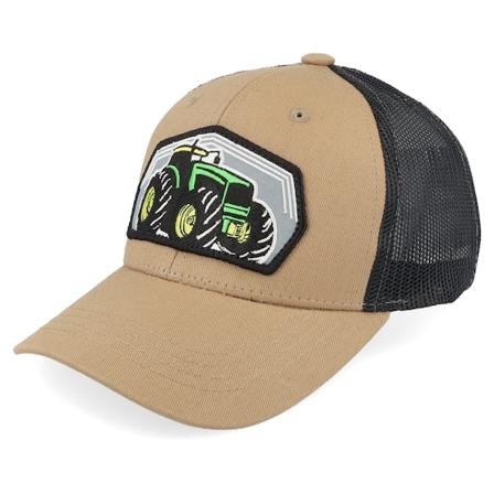 Kiddo Cap - Kids Big Tractor Grey Patch Caramel/Black Trucker Trucker Beige Cap - @ Hatstore