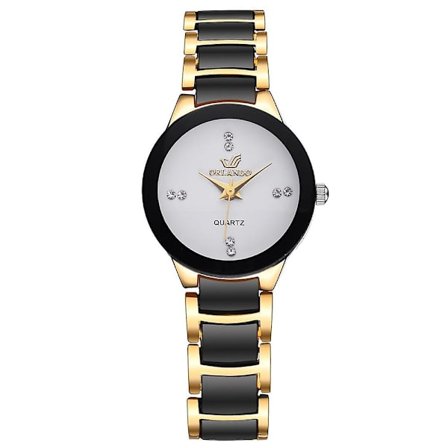 Damklocka med armband, Quartz, Guld & Svart