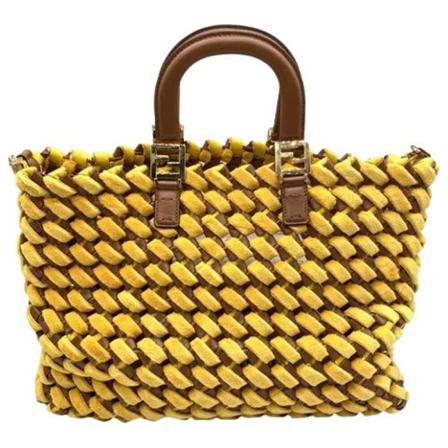 Fendi Vintage Pre-owned Canvas handTass , Geel , Dames , Maat: ONE Size Vintage Tassen