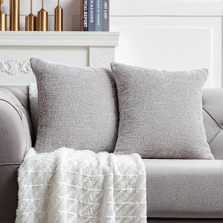Putetrekk 45x45 cm Sett med 2 Grå Dekorative Pynteputetrekk Firkantet Aksent Putetrekk for Sofa Stue Gårdshus Hjemmedekorasjon